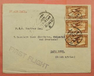1932 Egypt First Flight Airmail Cairo To Capetown South Africa
