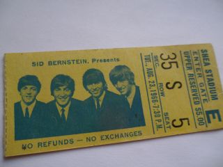 Beatles Original_1966_concert Ticket Stub_shea Stadium,  Nyc_ex