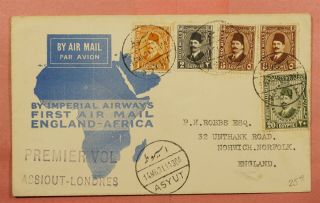 1931 Egypt First Flight Imperial Airways Airmail Asyut To London England