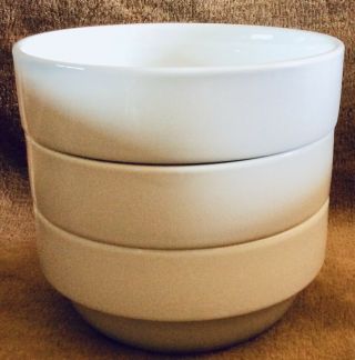 3 - Stakk Vitrified Porcelain White Coupe Cereal Bowls