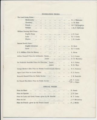 Beatles ULTRA RARE 1959 LIVERPOOL INSTITUTE SPEECH DAY PROGRAM W PAUL McCARTNEY 3