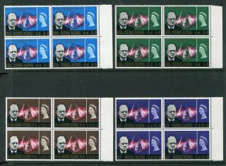 1966 China Hong Kong Churchill Set Stamps In Block Of 4 Unmounted Mnh U/m