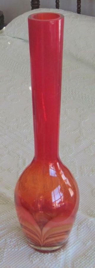 Waterford Evolution 24 " Red And Amber Vase