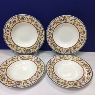 Set Of 4 Villeroy & Boch Madeleine Pattern Large Rim Soup Bowls