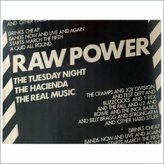 Joy Division/buzzcocks/t - Rex/u2 1985 Raw Power Hacienda Event Poster (uk)