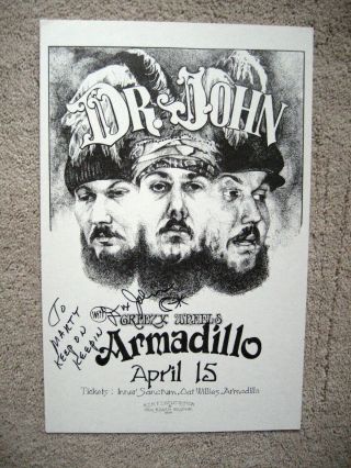 1974 Dr John Hand Signed Ken Featherston Armadillo Concert Poster