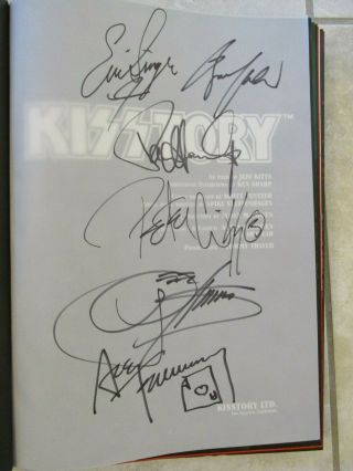 Kiss Kisstory Signed Book - Simmons - Stanley - Frehley - Criss - Aucoin - Rare