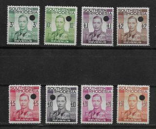 E6482 Southern Rhodesia Kgvi 1937 Revenue Specimen Stamps Set