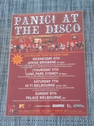 Panic At The Disco - 2006 Australia Tour Poster - Signed Autographed - Laminated