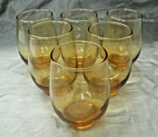 Vtg Libbey Rock Sharpe Tempo Amber Gold 6 - 10 Oz 4 1/2 " Drinking Glass Tumbler 2