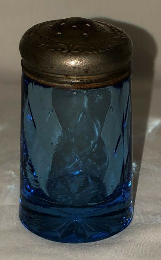 Us Glass Aunt Polly Blue 3 1/4 " Salt/pepper Shaker Single