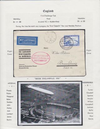 Football Stamps 1930 Fa Cup Final Arsenal V Huddersfield Zeppelin Final Mail