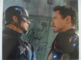 Robert Downey Jr.  Chris Evans " Captain America " 8x10 Signed Photo Auto