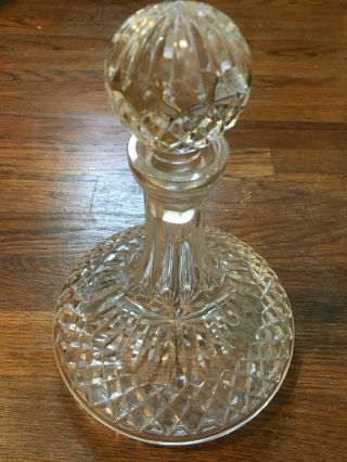 9.  5 " H Waterford Crystal Lismore Ships Decanter And Stopper,  Signed