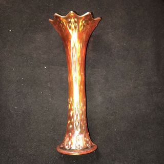 Fluted Carnival Glass Vase 10 - 11” Tall Oranges