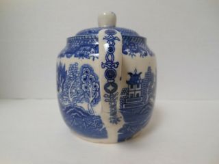 Vintage BLUE WILLOW Sugar Bowl with Two Handles and Lid Made in Japan 2