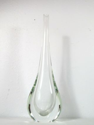 Vtg Murano Clear Sommerso Teardrop Glass Art Vase Mid Century Flavio Poli Seguso