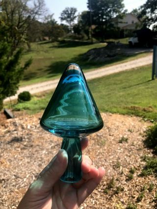 Blenko Glass Spool Decanter 1416 Stopper - Bermuda Blue