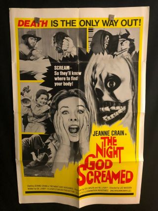 The Night God Screamed 1971 One Sheet Movie Poster Horror Jeanne Crain