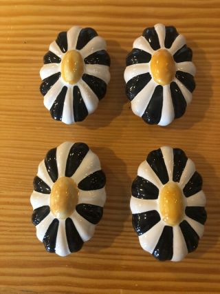 Mackenzie Childs Drawer Knobs Set Of 4 Black/white/yellow
