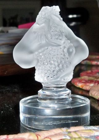 Signed Lalique France Crystal Figurine Paperweight Roxane Nude Women And Grapes