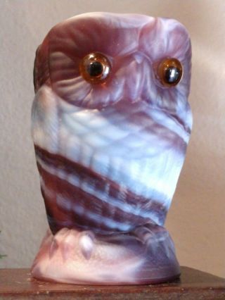 Vintage Imperial Purple Slag Glass Owl Sugar Cup (amber Glass Eyes,  Perfect)