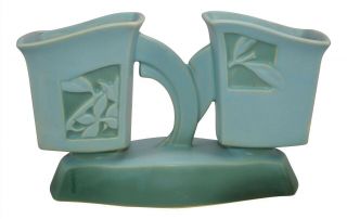 Roseville Pottery Silhouette Blue Art Deco Ceramic Planter 757 - 9