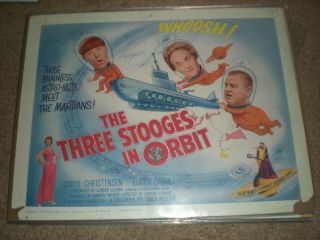 The Three 3 Stooges In Orbit 1962 Orig Title Lobby Card 11 " X14 " Scifi