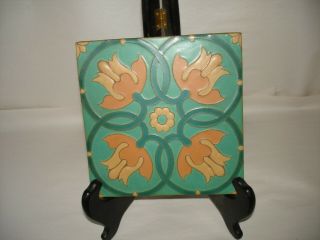 Vintage Arts & Crafts Style Van Briggle Art Pottery Tile - Marked 2