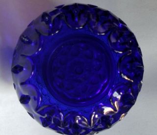 Vintage Imperial Laced Edge Cobalt Blue Button Sugar Cane Cupped Ivy Rose Bowl 2