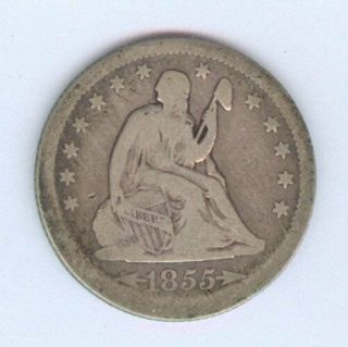 1855 - O U.  S.  Seated Liberty Quarter – Silver – Good