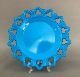 Antique Victorian Dithridge & Co.  Turquoise Blue Milk Glass Plate / Dish C.  1899