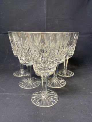 Set Of 6 Waterford Crystal Lismore Pattern Water Wine Goblets