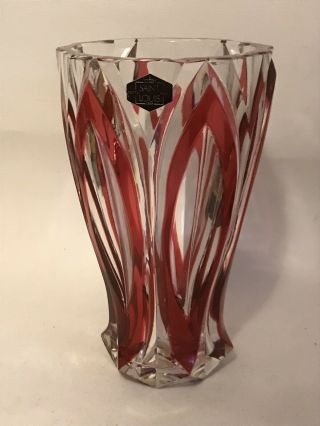 Saint St Louis French Crystal Art Deco Ruby Red 7 " Vase Cond 3.  2lb