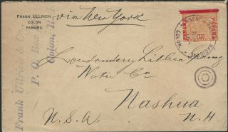 Panama,  Scott 79 On 1904 Cover,  Sent From Colon,  Panama,  To Nashua,  N.  H.