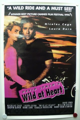 Wild At Heart 1990 Nicolas Cage,  Laura Dern,  Willem Dafoe,  Diane Ladd - One Sheet