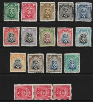 Southern Rhodesia 1924 " Admirals " Set Of 15 Hinged Sg 1 - 14 (cv £250)