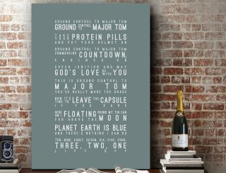 David Bowie Space Oddity | Poster Word Wall Art Song Lyrics Print | Canvas Gift