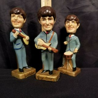 Vintage Beatles Bobbleheads By Car Mascots 1964,  3 Fair.  Missing Lennon