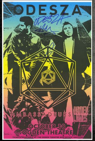 Odesza Autographed Gig Poster Harrison Mills And Clayton Knight