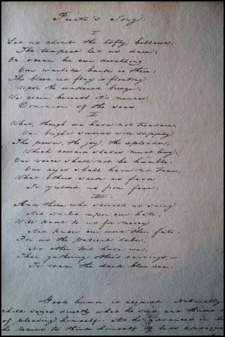 Americana 1838 Song Manuscript From Private Pickney