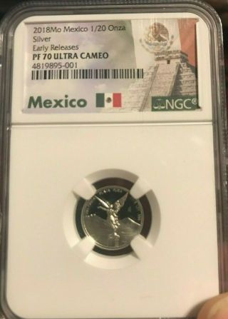2018 Mexico Silver Libertad Proof 1/20 Onza Oz Ngc Pf 70 - Perfect Top Pop