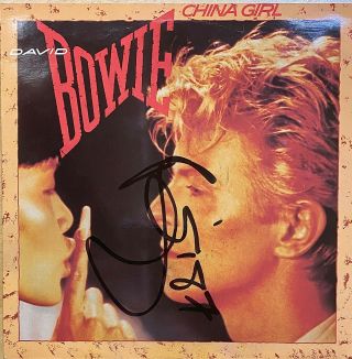 David Bowie Signed Emi 7 " Single China Girl With Photo.  Bold Autograph 