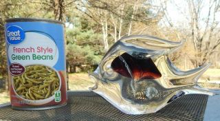 Fm Marcolin Sweden Angel Fish Clear And Burgundy Solid Glass Signed