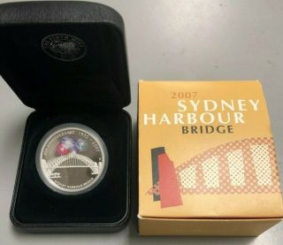 2007 Australia Sydney Harbour Bridge 1 Oz Silver Proof Coin W/ Box &