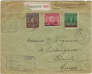 Belgium 1922 Registered Cover To Switzerland With Olympic Surcharge Set