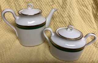 Richard Ginori Palermo Green Tea Pot & Sugar Bowl With Lids