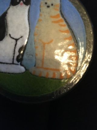 Peggy Karr Fused Glass Ornament - Kitties - Cats 3.  5”