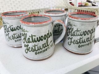 Rare Owens Seagrove Pottery Flatwoods Festival Bennett Nc Set Of 4 Mugs