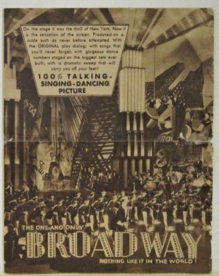 1929 Broadway Herald/flyer Evelyn Brent Myrna Kennedy Glenn Tryon Pre - Code